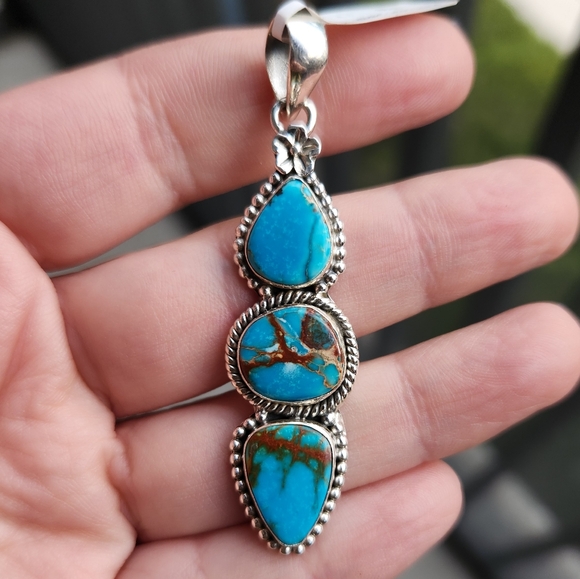 Sterling Silver Jewelry - Sterling Silver 925 Statement Sea Sediment Jasper Pendant Charm Statement